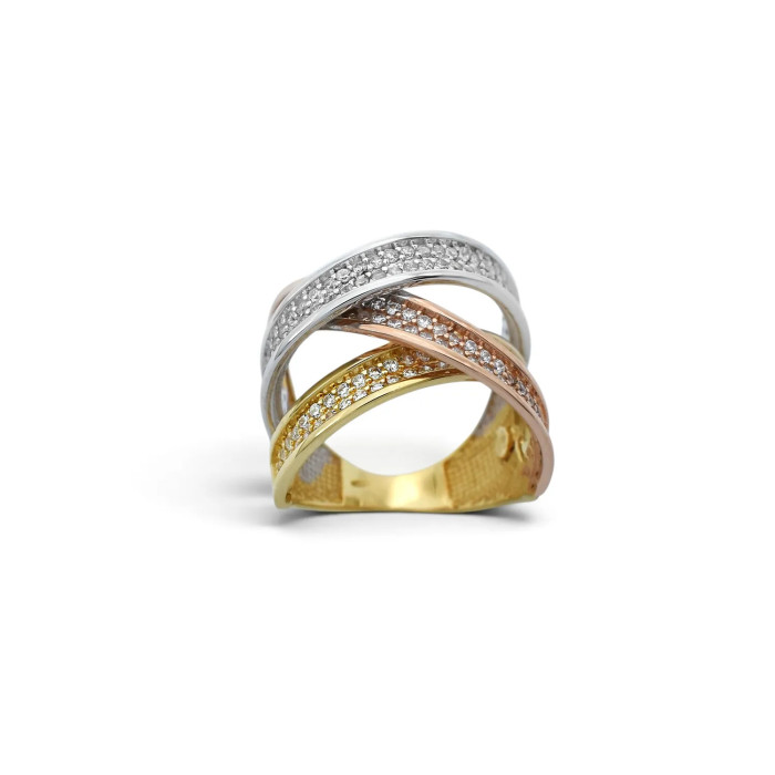Anello "Incrocio di Luce" Tricolore in Oro 18kt