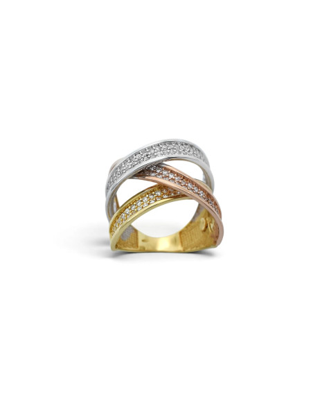 Dreifarbiger Ring „Kreuzung des Lichts“ aus 18-karätigem Gold