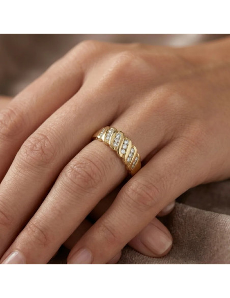 Anello "Onda di Luce" in Oro Giallo 18kt