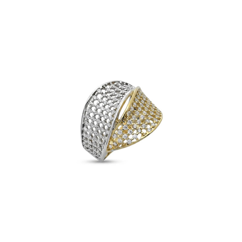 Anillo "Dualismo de la Luz" en oro bicolor y circonitas.