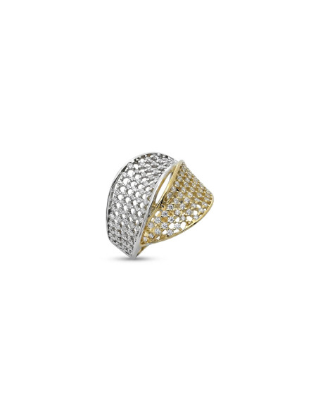 Anillo "Dualismo de la Luz" en oro bicolor y circonitas.