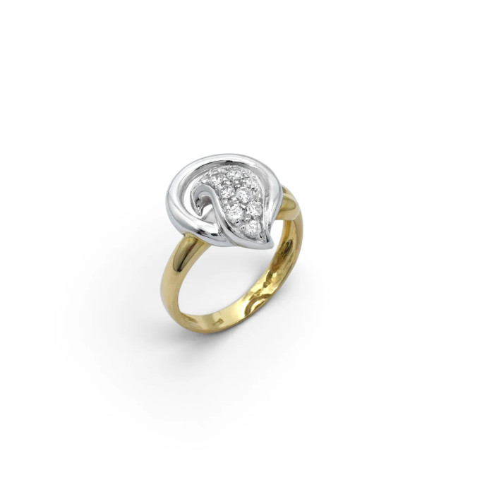 Anello Vortice Oro Giallo e Bianco 18kt con Zirconi | Stella Maris