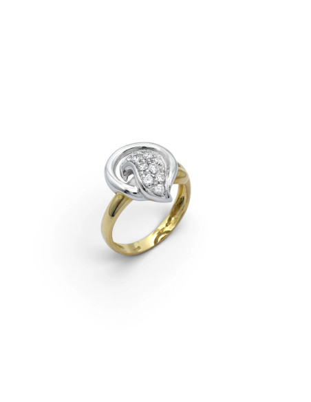 Ring „Wirbel der Eleganz“ aus zweifarbigem Gold und Zirkonia