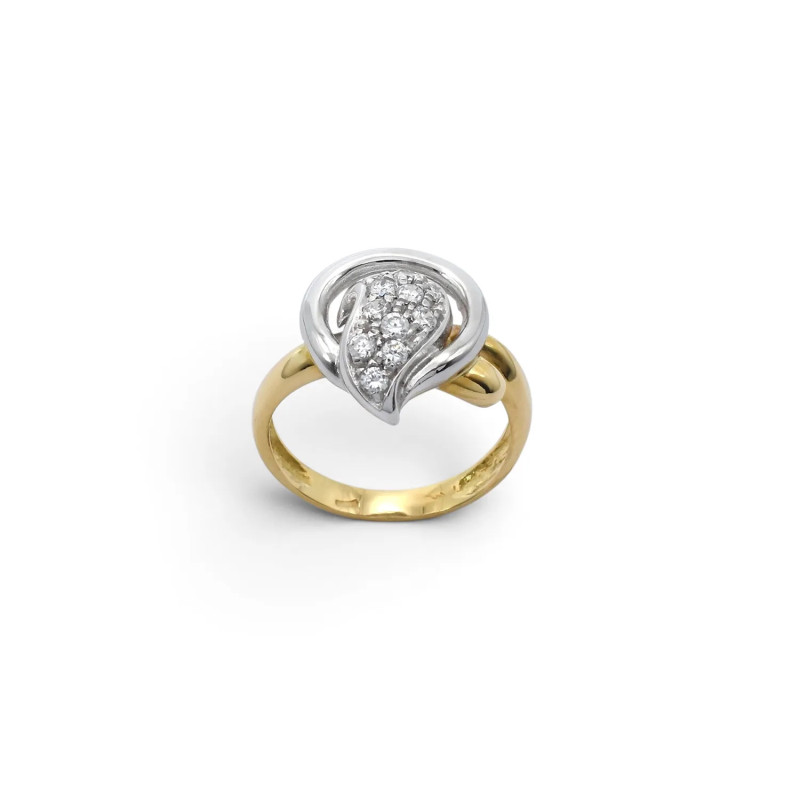Anillo "Vórtice de Elegancia" en oro bicolor y circonitas.
