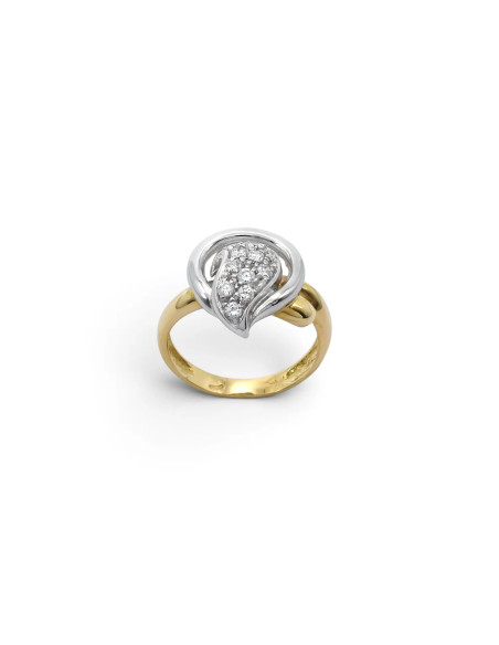 Anillo "Vórtice de Elegancia" en oro bicolor y circonitas.