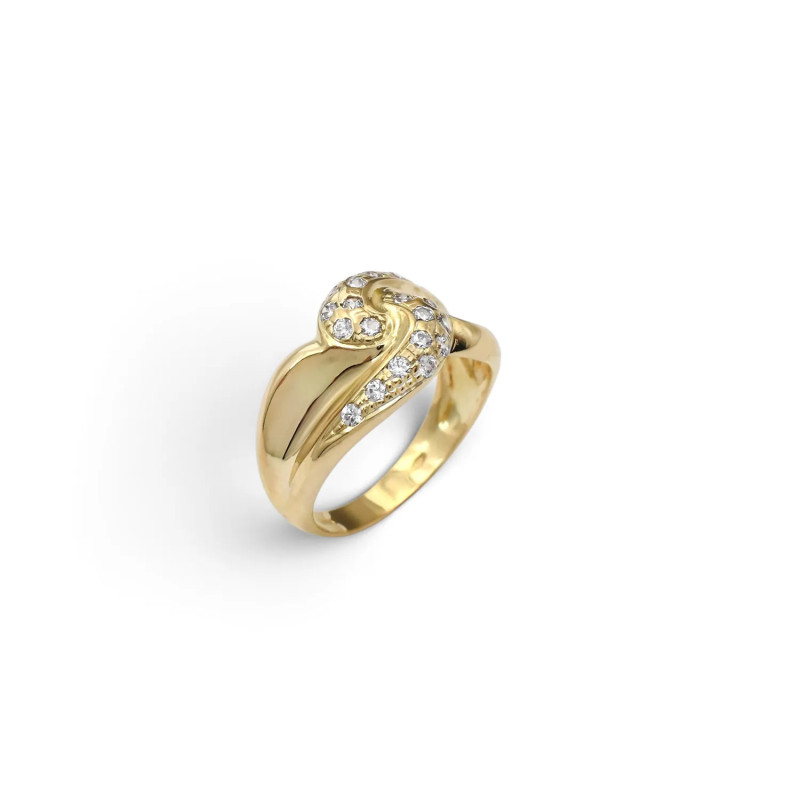 Ring „Wirbel der Eleganz“ aus zweifarbigem Gold und Zirkonia