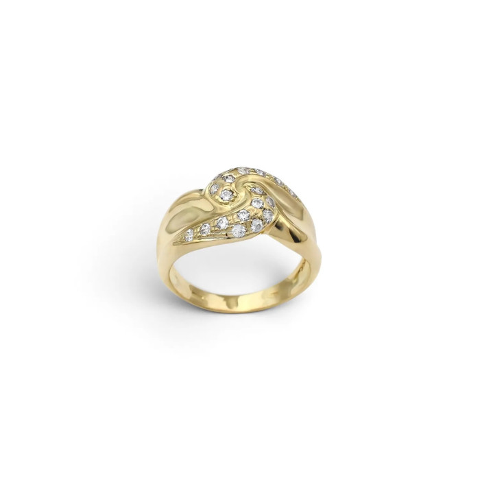 Anillo "Vórtice de Elegancia" en oro bicolor y circonitas.