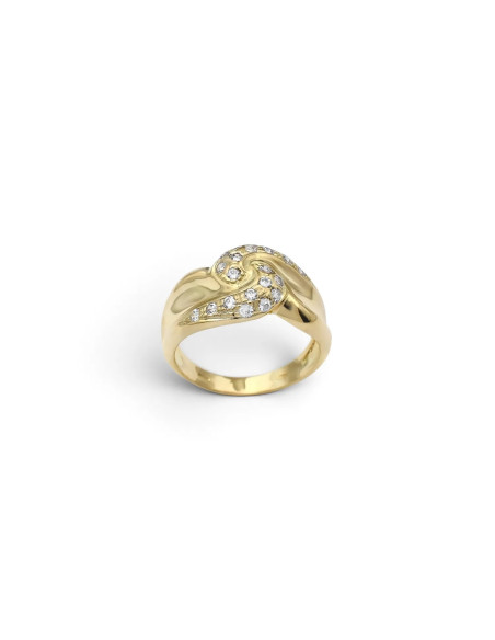 Ring „Wirbel der Eleganz“ aus zweifarbigem Gold und Zirkonia