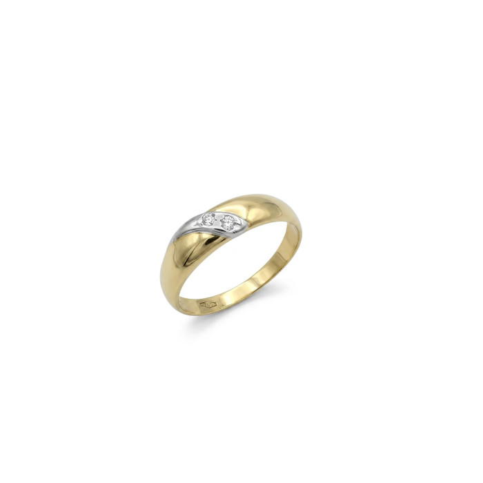 Anello "Fedina" in Oro Bicolore e Zirconi