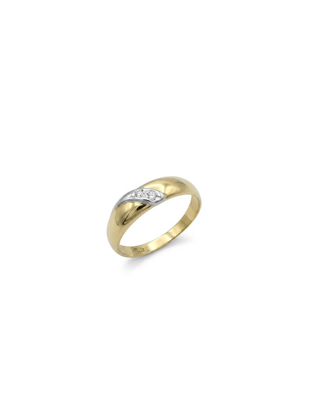 Anello "Fedina" in Oro Bicolore e Zirconi