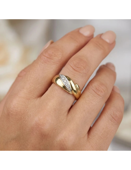 Anello "Sintonia" in Oro Bicolore e Zirconi