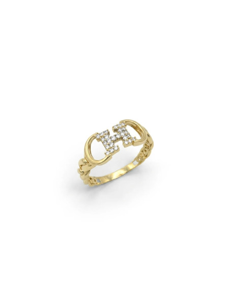 Anello "Vogue Link" in Oro Giallo e Zirconi