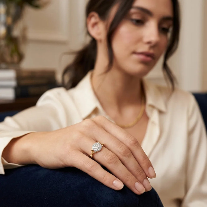 "Astro" Ring in Two-Tone Gold and Zircons 2