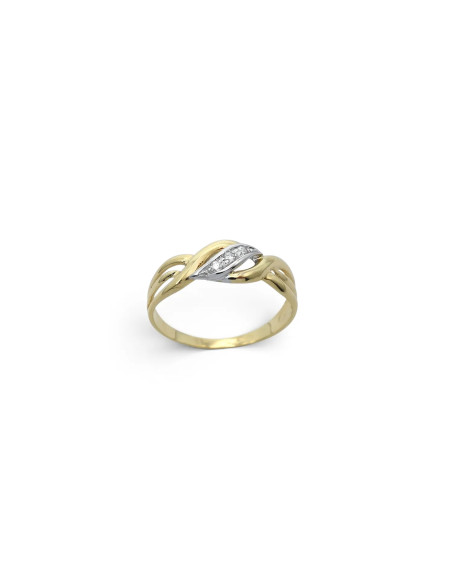Anello Sinuoso in Oro Bicolore 18kt con Zirconi
