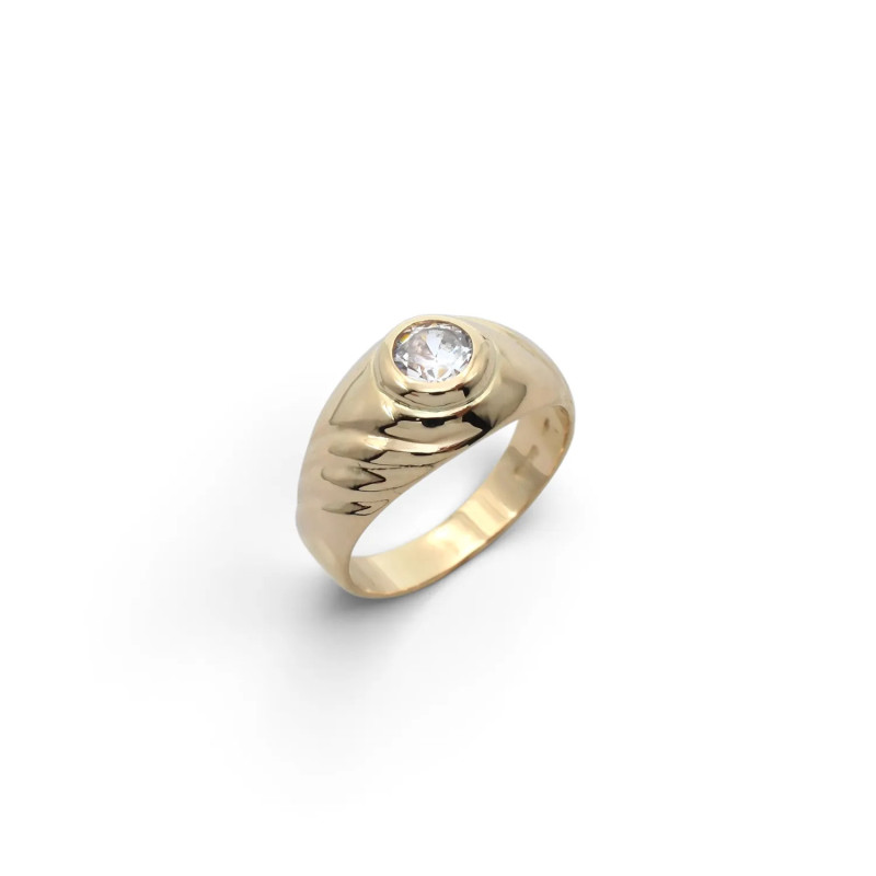 Anillo "Solaris" en oro amarillo de 18 quilates y circonita.