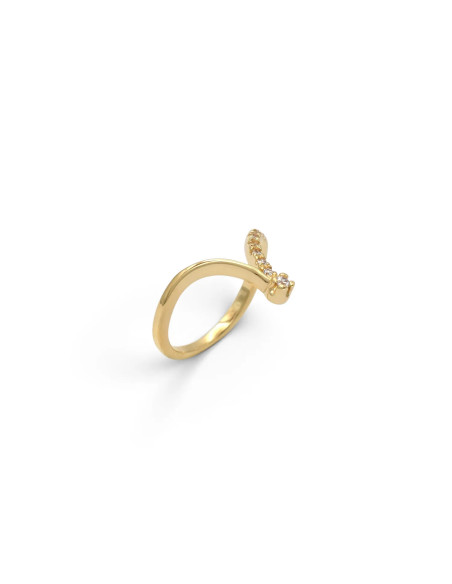 Asymmetrischer Wishbone-Ring aus 18-karätigem Gelbgold mit 2,9 g Zirkonia