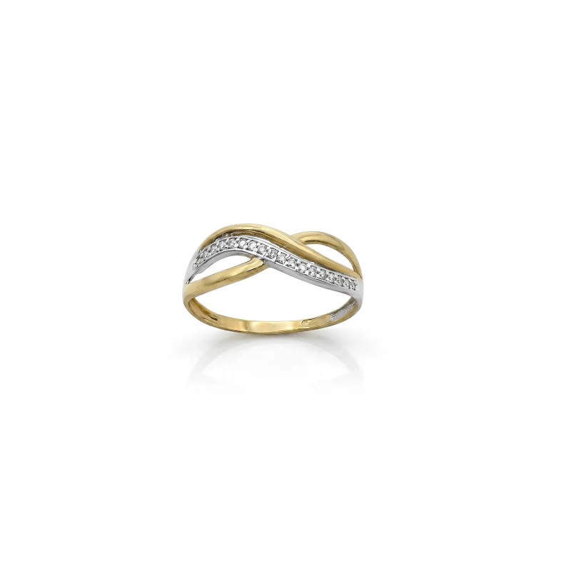 Two-Tone Band Ring with Zirconia 2.1 gr