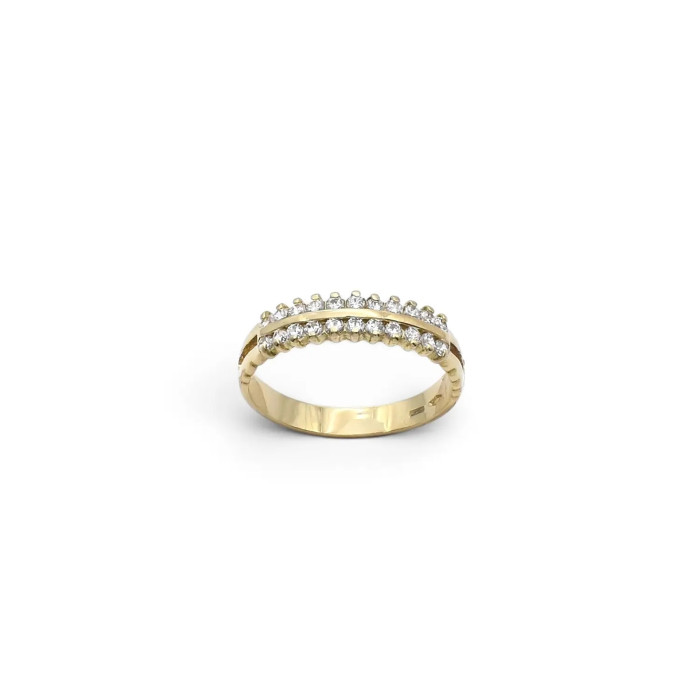 Anello Riviera Doppia in Oro Giallo con Zirconi 3,2 gr