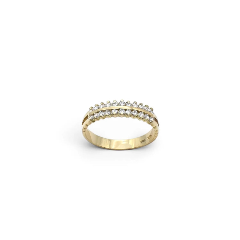 Anillo doble Riviera en oro amarillo con circonita de 3,2 g
