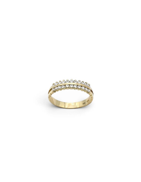 Anello Riviera Doppia in Oro Giallo con Zirconi 3,2 gr