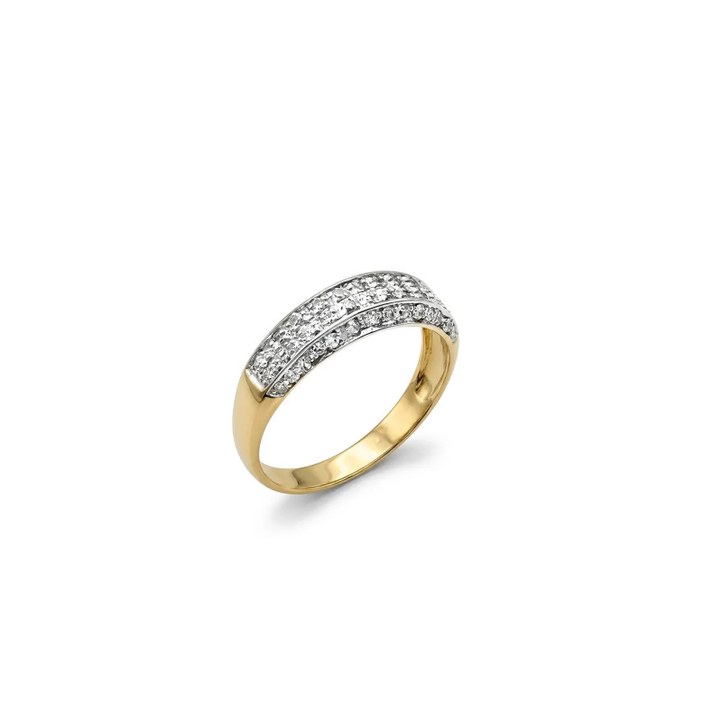 Anillo de dos tonos con pavé de circonitas