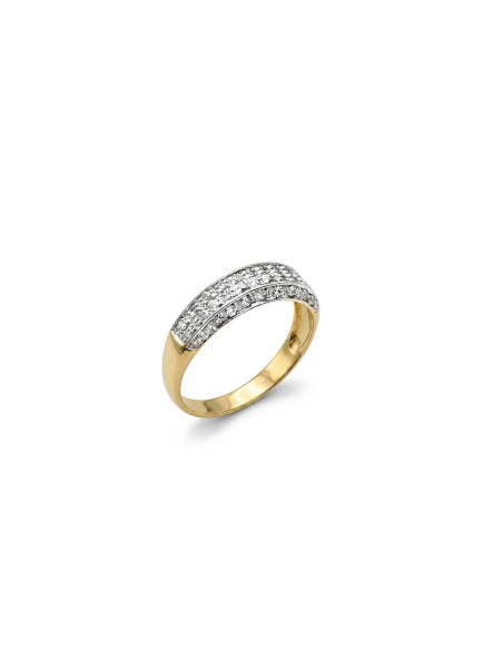 Zweifarbiger Ring mit Zirkon-Pavé