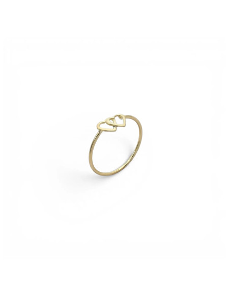Anello Sottile Oro Giallo Due Cuori Intersecati 1 gr