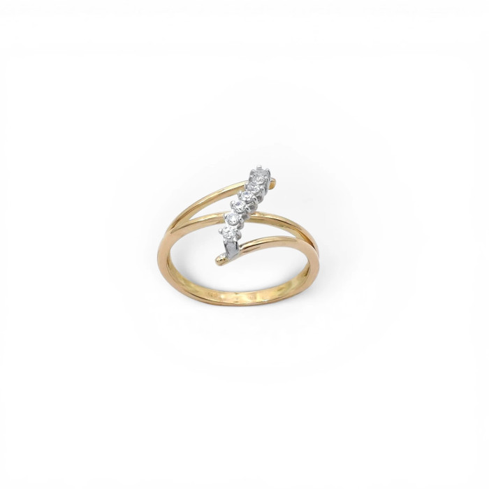 Two-Tone Cross Ring with 3.5g Zirconia Bar