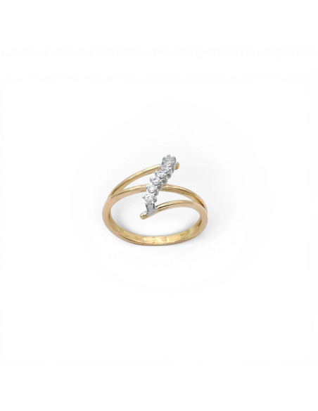 Anillo de cruz bicolor con barra de circonita de 3,5 g