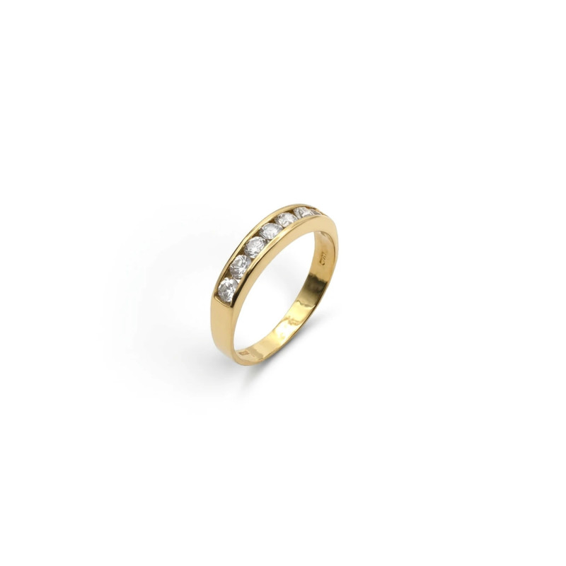 Gelbgoldener Bandring mit 7 Zirkonen, 3,3 g