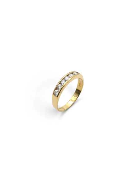 Gelbgoldener Bandring mit 7 Zirkonen, 3,3 g