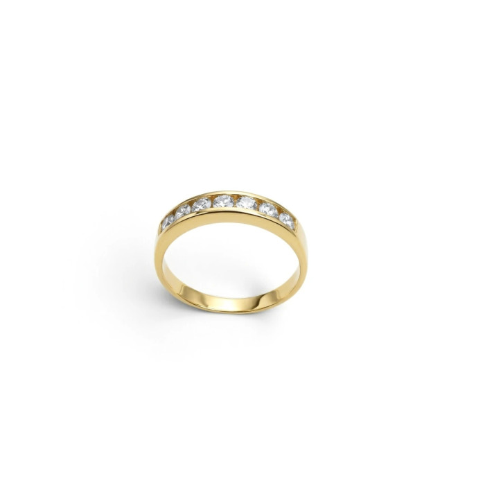 Anello Veretta Oro Giallo Binario 7 Zirconi 3,3 gr