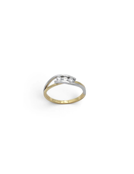 Two-Tone Weave Ring with 3 Zirconias 2.5 gr