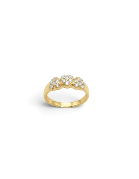 Ring aus Gelbgold mit drei Herzen und Pavé-Zirkonia, 2,8 g