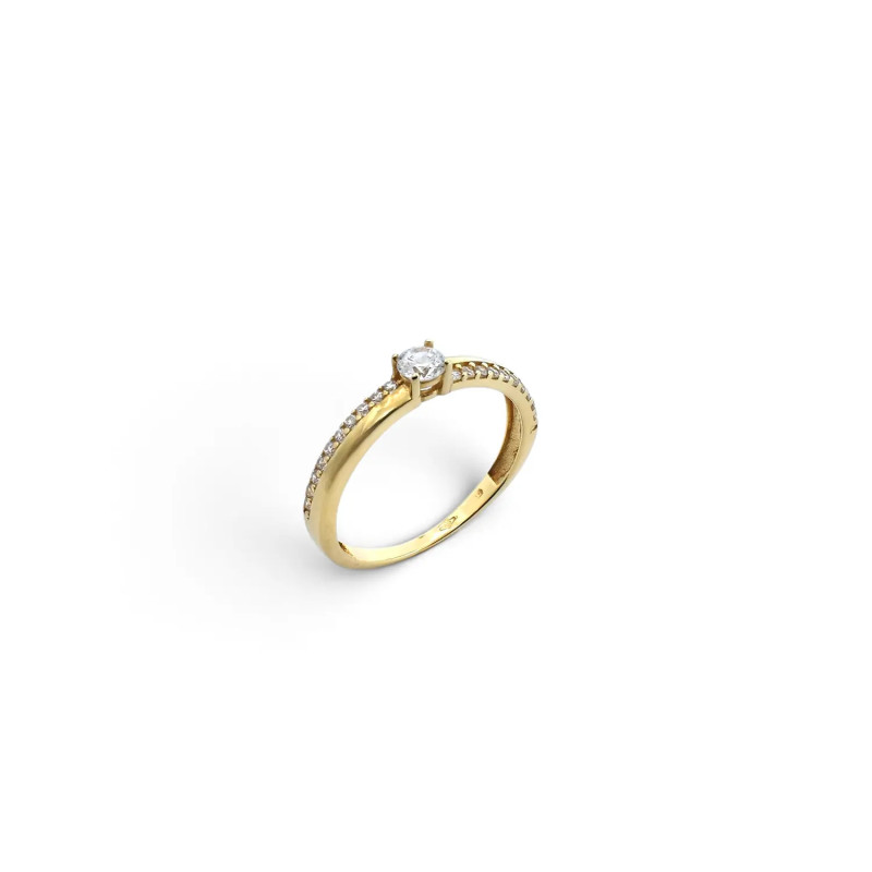 Anello Solitario Oro Giallo con Zirconi Laterali 2,3 gr
