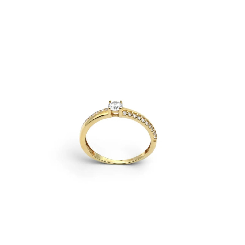 Anello Solitario Oro Giallo con Zirconi Laterali 2,3 gr
