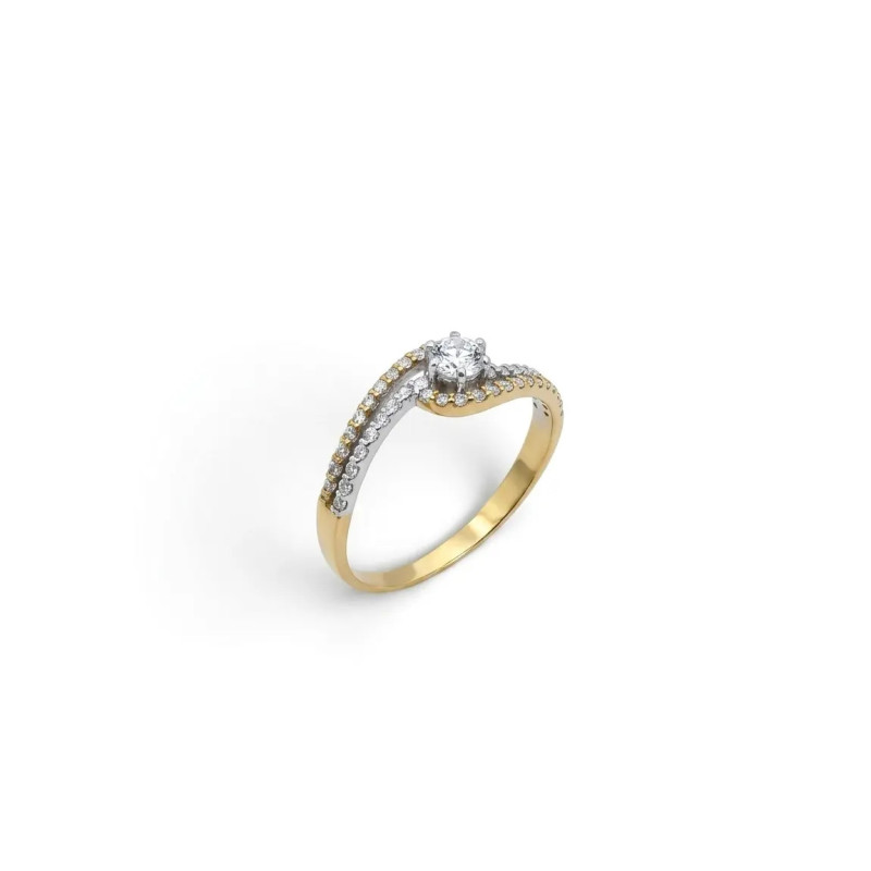 Two-Tone Contrarié Solitaire Ring with 2.4g Zirconia