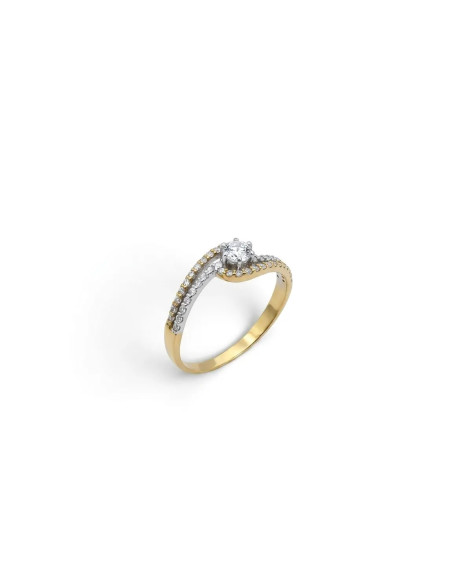Anillo solitario bicolor Contrarié con circonita de 2,4 g