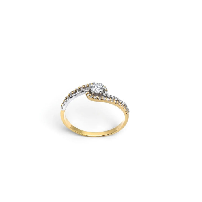 Anello Solitario Contrarié Bicolore con Zirconi 2,4 gr
