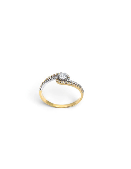 Anillo solitario bicolor Contrarié con circonita de 2,4 g