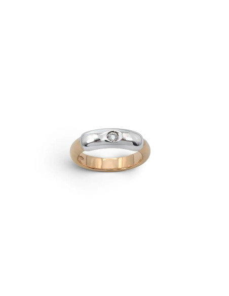 Anello Fascia Bicolore con Zircone a Squarcio 5,3 gr