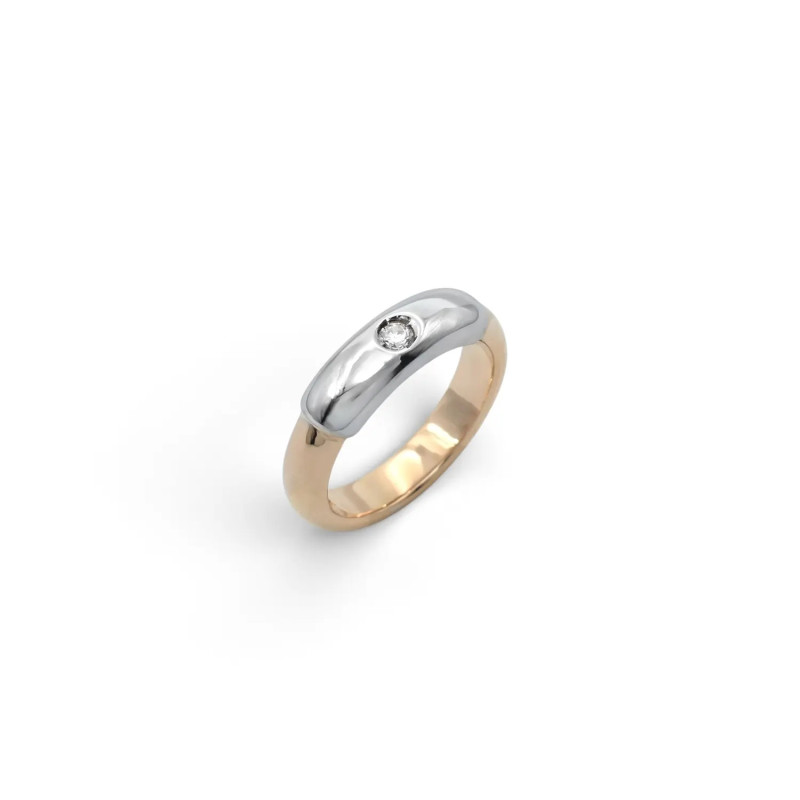 Anello Fascia Bicolore con Zircone a Squarcio 5,3 gr