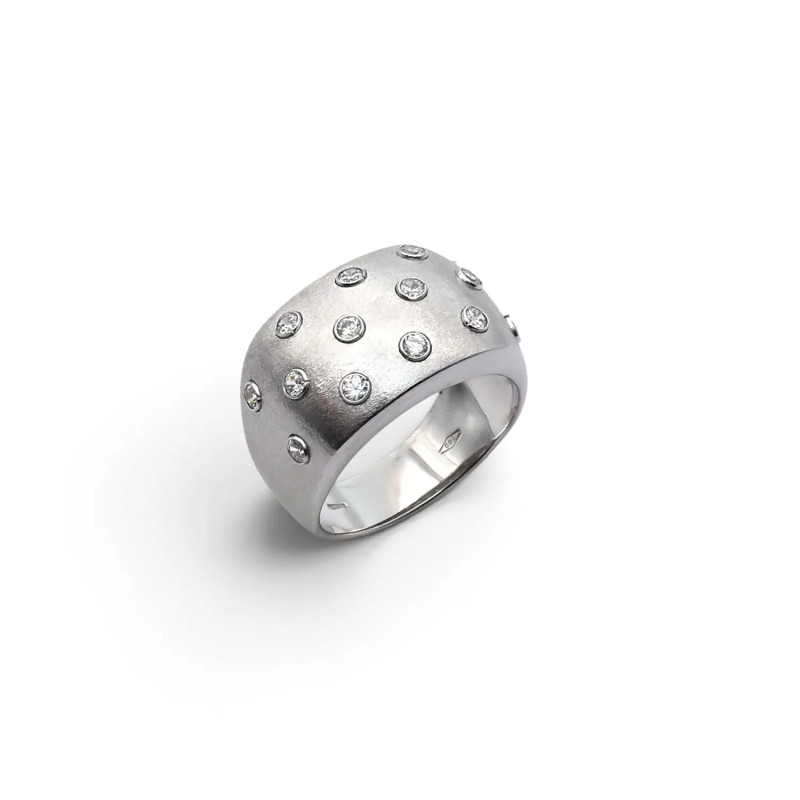 Weißgold-Diamantring mit Zirkonia, 8,1 g