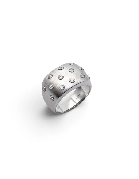 White Gold Diamond Band Ring with Zirconia 8.1 gr