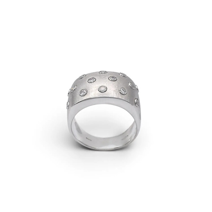 White Gold Diamond Band Ring with Zirconia 8.1 gr 2