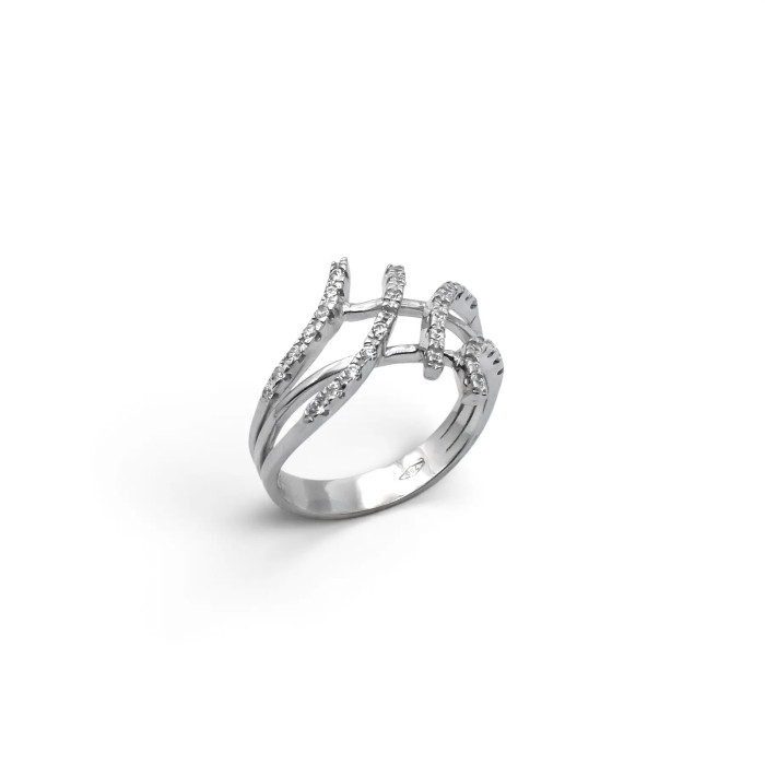 Anello Fascia Oro Bianco Contrarié con Zirconi 4,7 gr