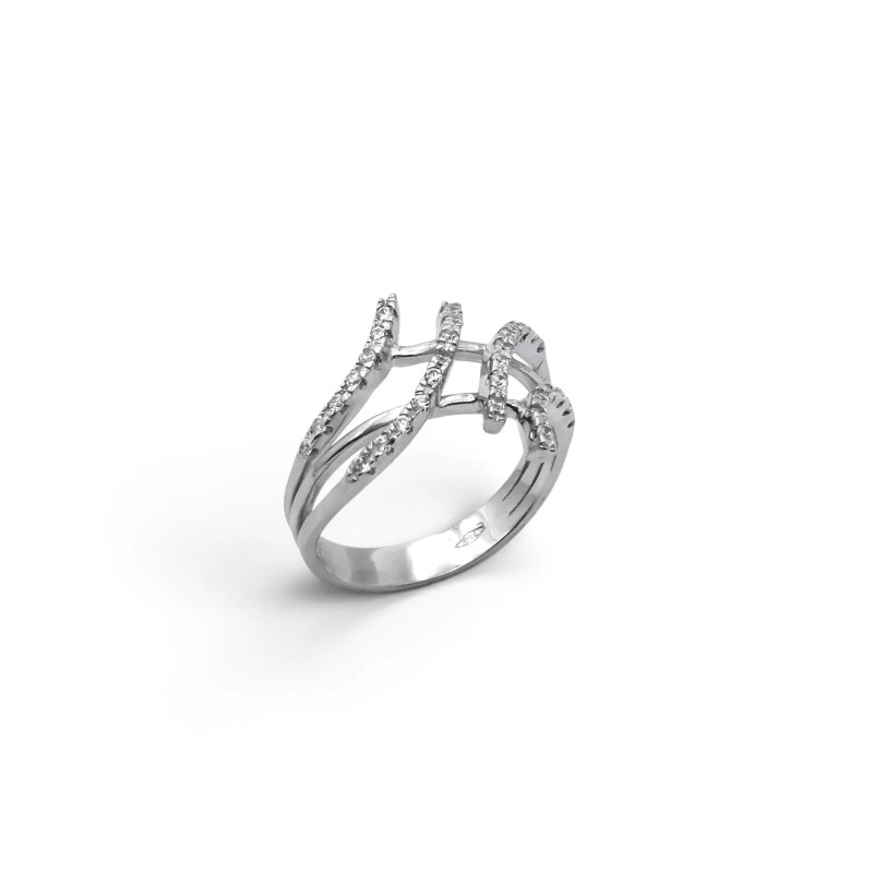 Anillo Contrarié de oro blanco con circonita de 4,7 g