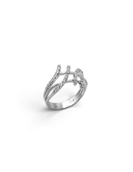Contrarié Weißgold-Bandring mit Zirkonia, 4,7 g