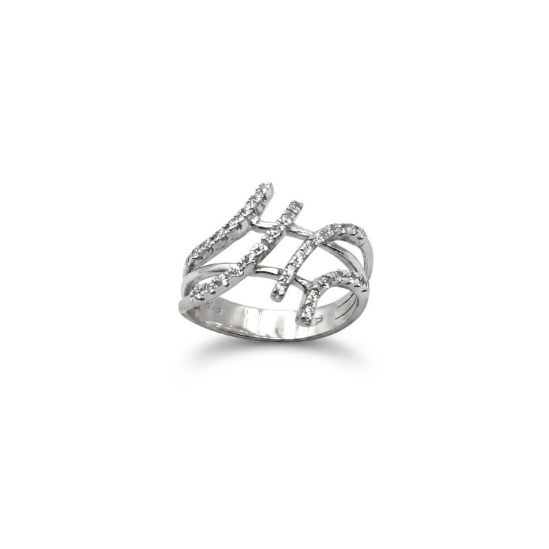 Anello Fascia Oro Bianco Contrarié con Zirconi 4,7 gr