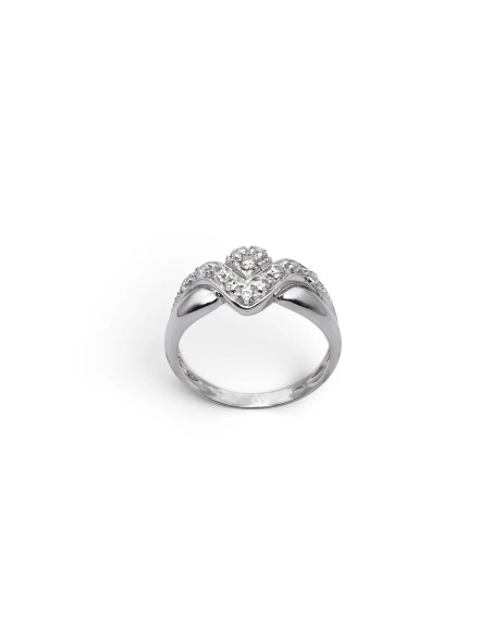 Weißgoldring im V-Design mit Zirkonia, 4,3 g